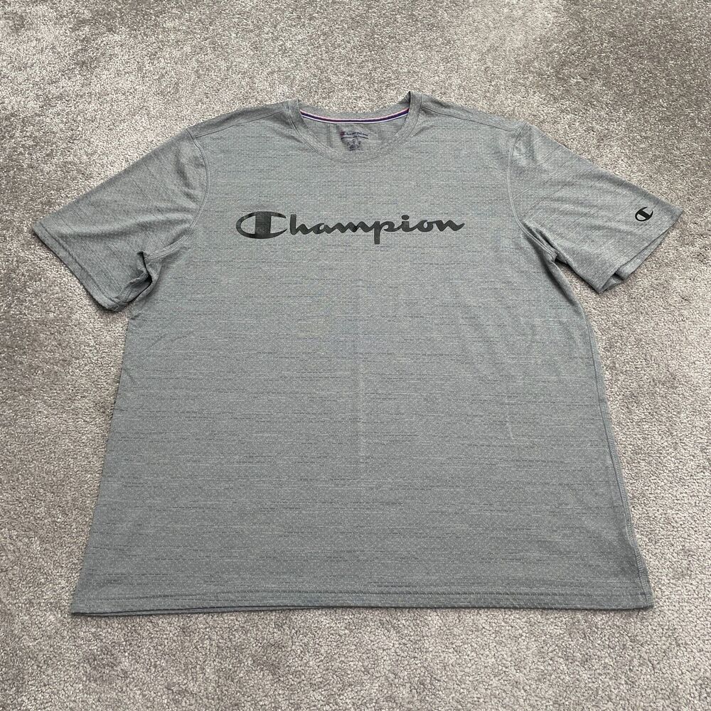 Champion Athletic T-Shirt Mens XL Gray Crew Neck Short Sleeve Graphic Active Tee